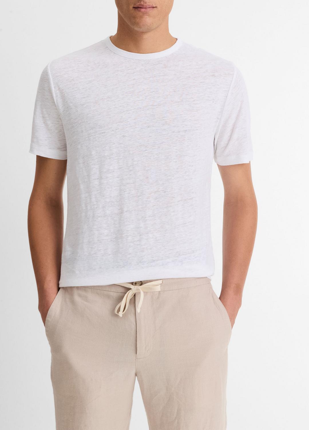 Linen Crew Neck T-Shirt in Short Sleeve | Vince for sale