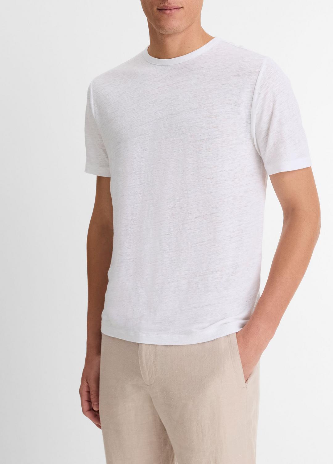 Linen Crew Neck T-Shirt in Short Sleeve | Vince for sale