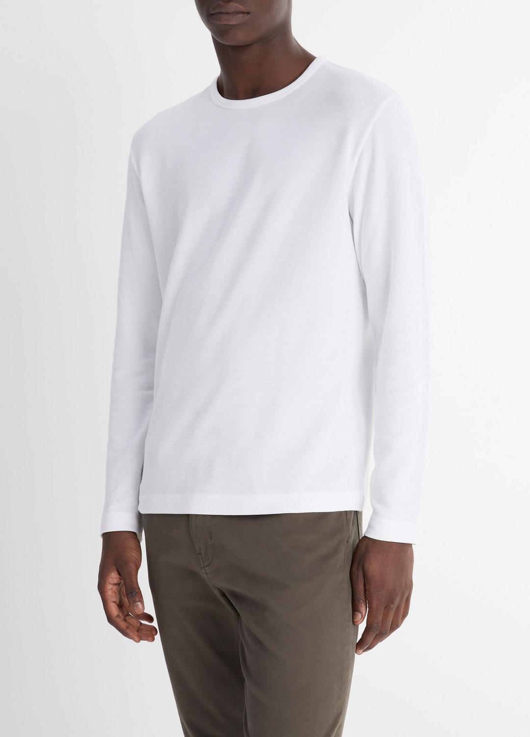 Pima Cotton Piqué Long-Sleeve T-Shirt in Long Sleeve | Vince US