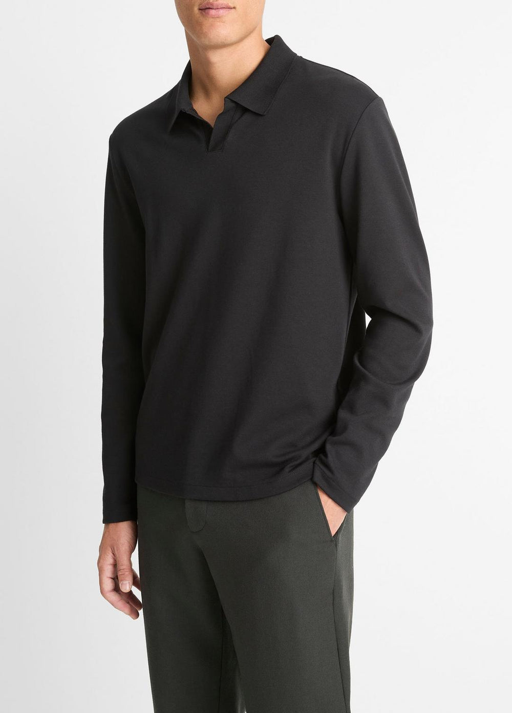Milano Pima Cotton-Blend Johnny-Collar Shirt in Long Sleeve | Vince near me