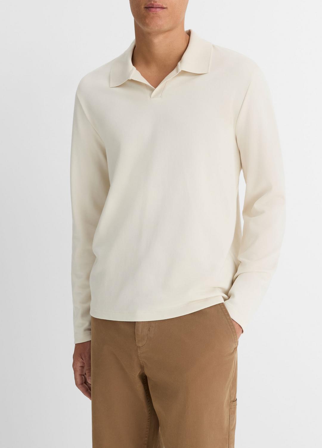 Milano Pima Cotton-Blend Johnny-Collar Shirt in Long Sleeve | Vince US