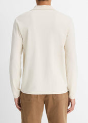 Milano Pima Cotton-Blend Johnny-Collar Shirt in Long Sleeve | Vince US