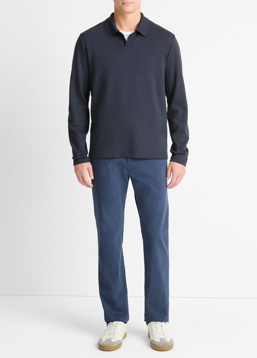 Milano Pima Cotton-Blend Johnny-Collar Shirt in Long Sleeve | Vince Online