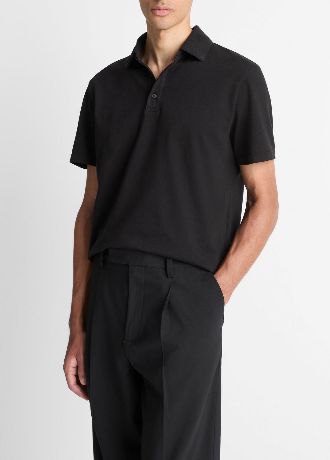 Garment Dye Cotton Polo Shirt in Short Sleeve | Vince near me