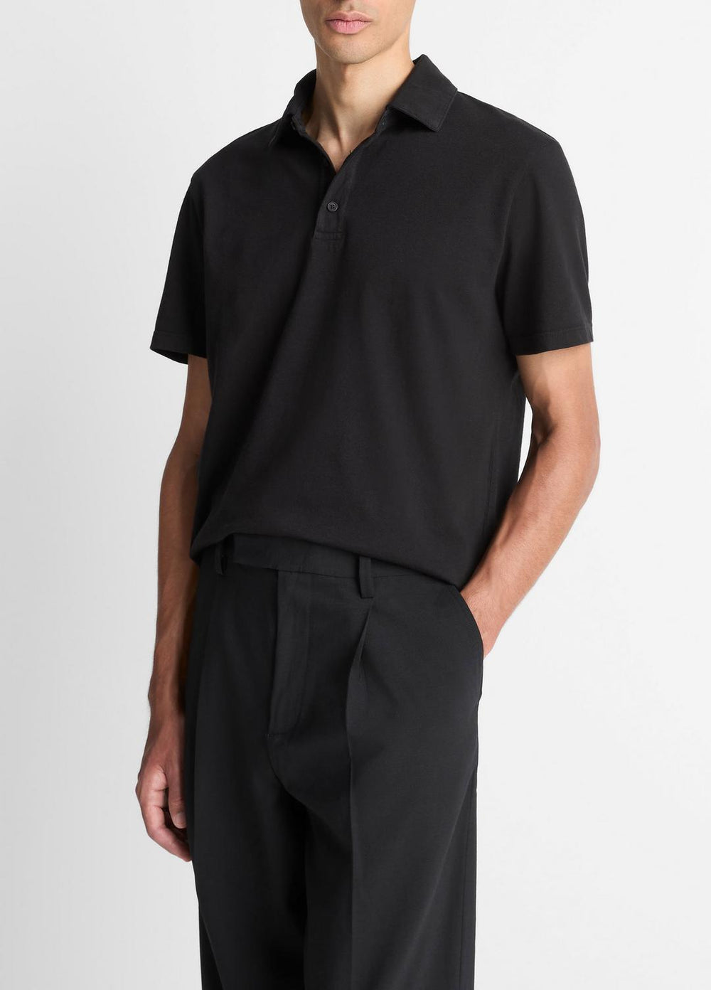 Garment Dye Cotton Polo Shirt in Short Sleeve | Vince near me