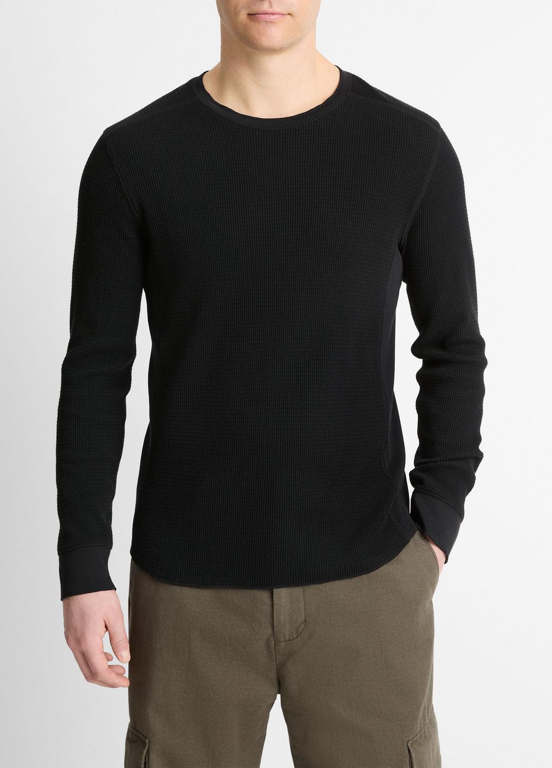 Pima Cotton-Blend Thermal Long-Sleeve Pullover in Long Sleeve | Vince US