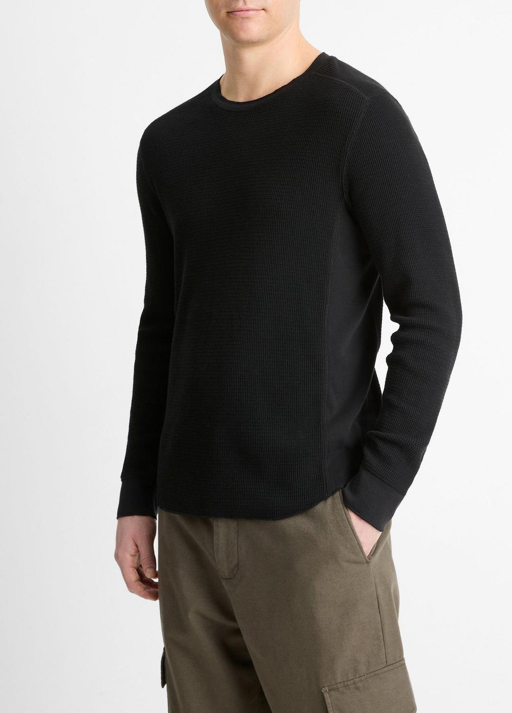 Pima Cotton-Blend Thermal Long-Sleeve Pullover in Long Sleeve | Vince US