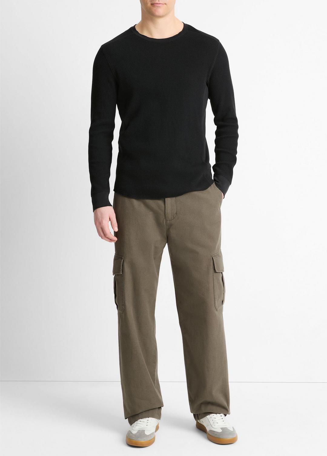 Pima Cotton-Blend Thermal Long-Sleeve Pullover in Long Sleeve | Vince US