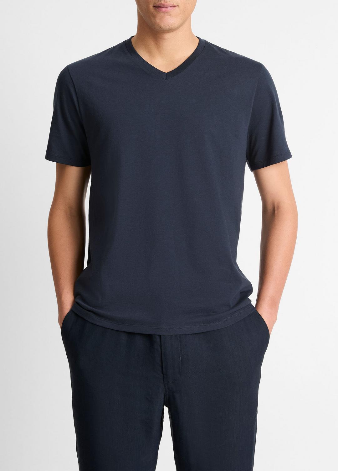 Pima Cotton V-Neck T-Shirt in Short Sleeve | Vince outlet