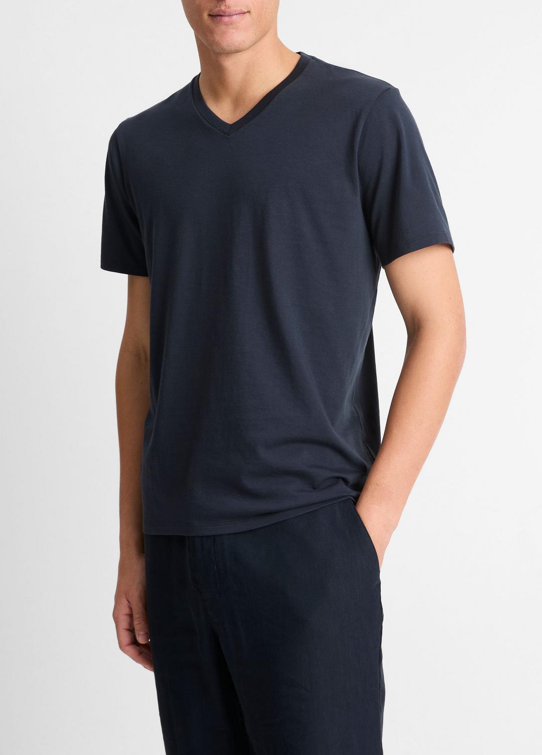 Pima Cotton V-Neck T-Shirt in Short Sleeve | Vince outlet