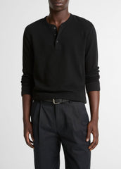 Jacquard-Rib Cotton Henley in Long Sleeve | Vince for sale