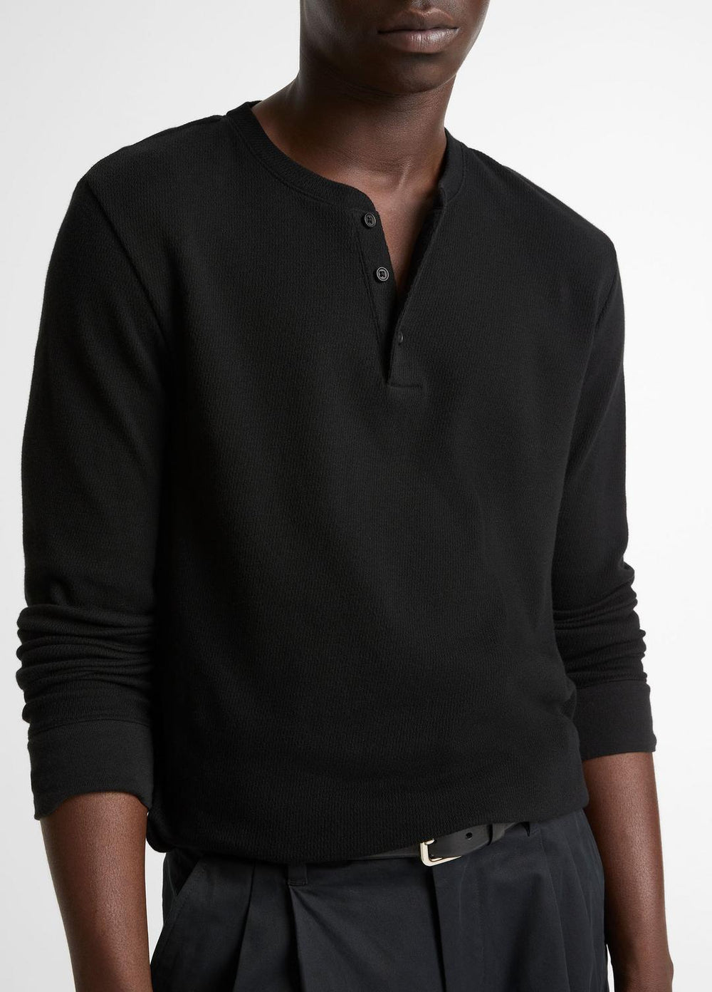 Jacquard-Rib Cotton Henley in Long Sleeve | Vince for sale