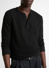 Jacquard-Rib Cotton Henley in Long Sleeve | Vince for sale