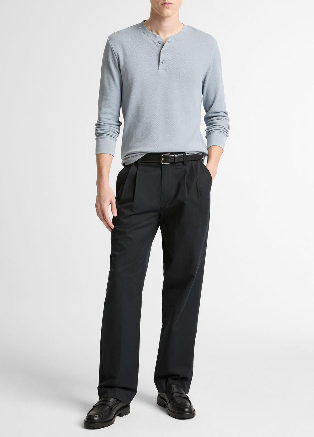 Jacquard-Rib Cotton Henley in Long Sleeve | Vince on sale