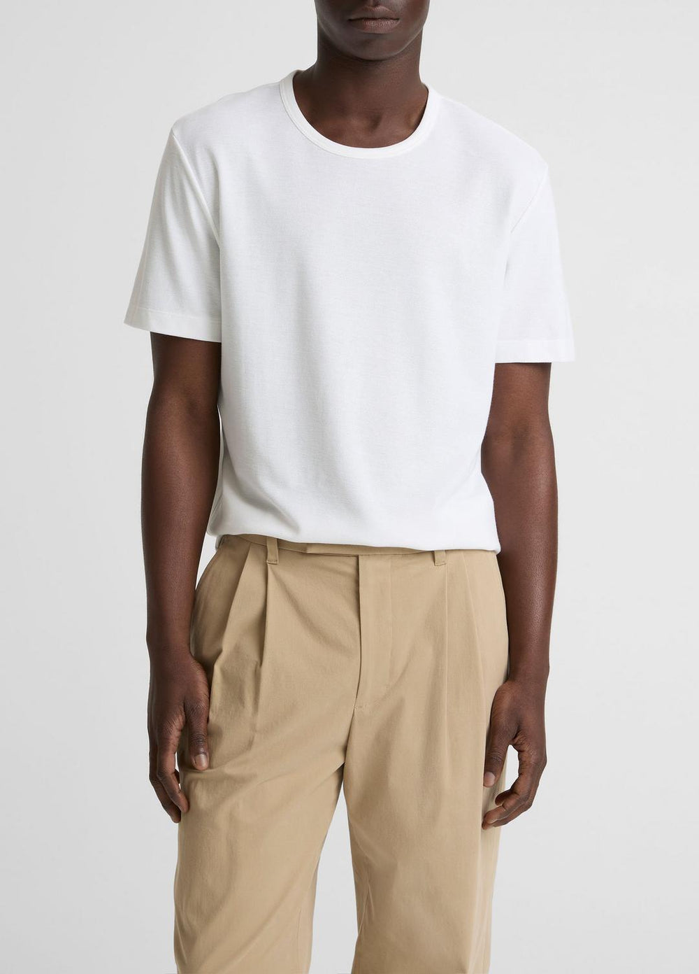 Pima Cotton Piqué Crew Neck T-Shirt in Short Sleeve | Vince Online