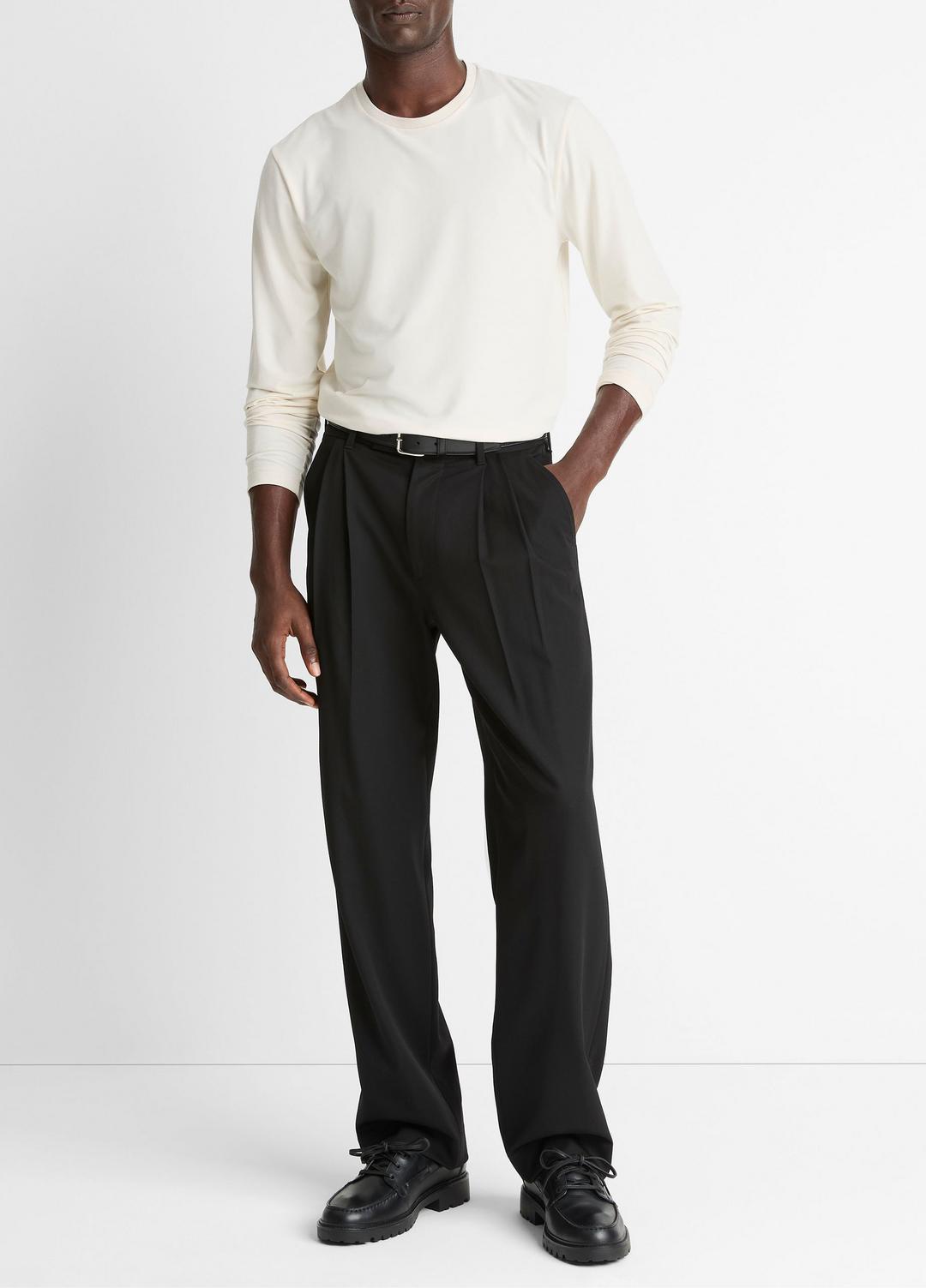 Wool Double-Pleat Suiting Trouser in Trousers | Vince near me