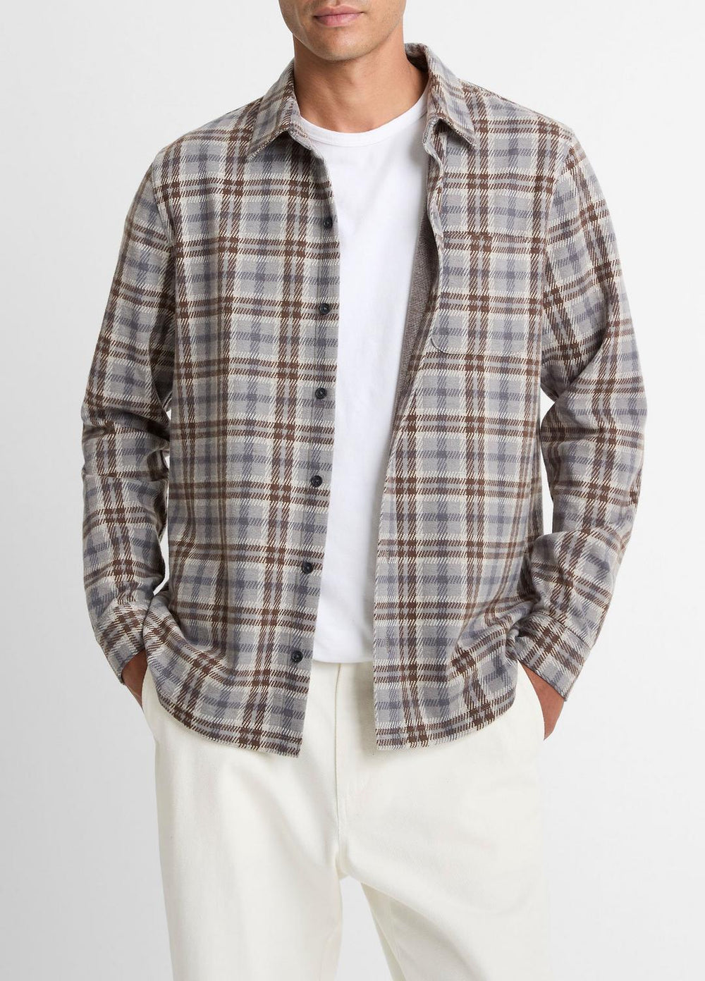 Plaid Cotton-Blend Shirt Jacket in Shirt Jackets | Vince sale