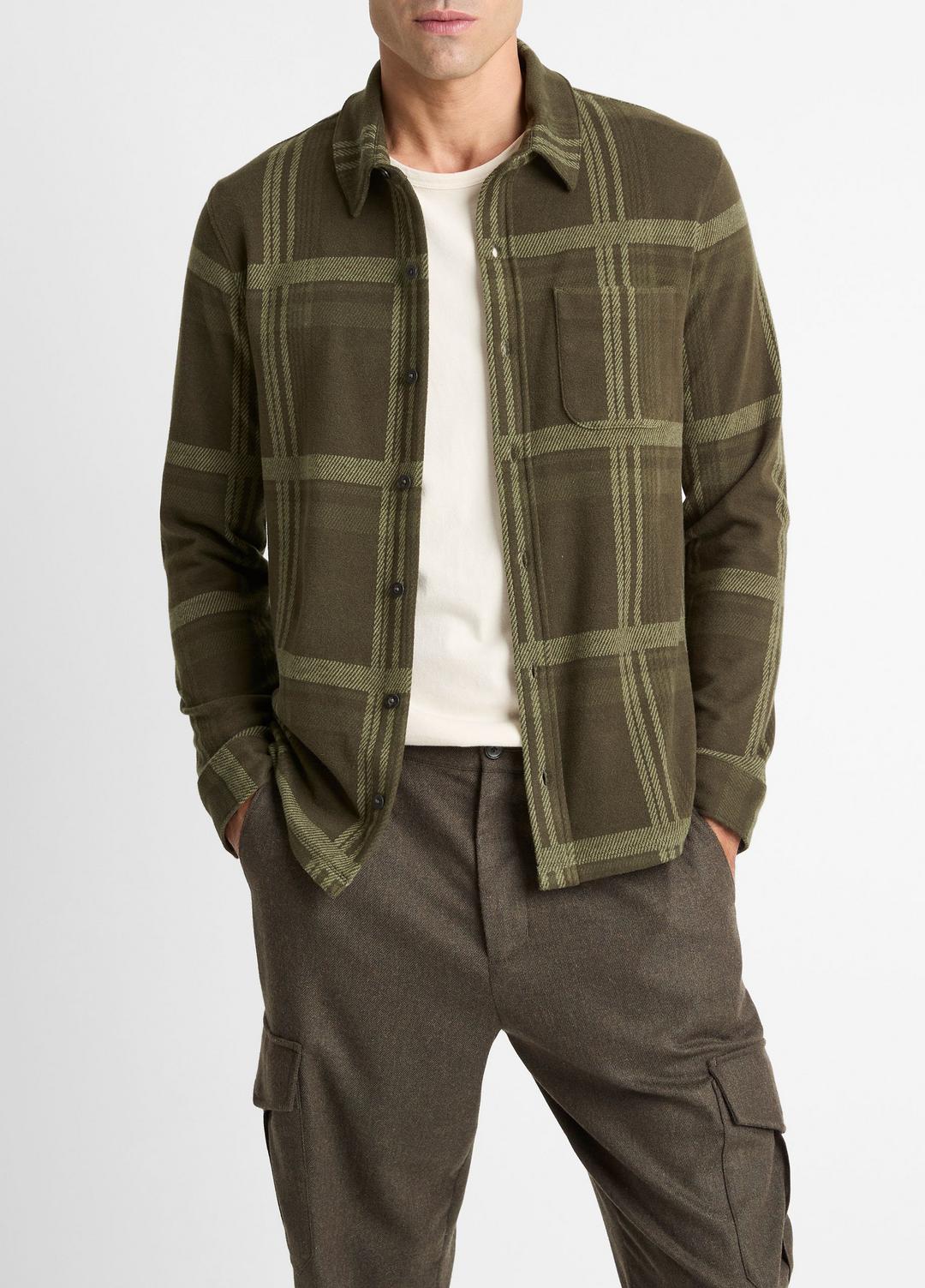 Plaid Cotton-Blend Shirt Jacket in Shirt Jackets | Vince for sale