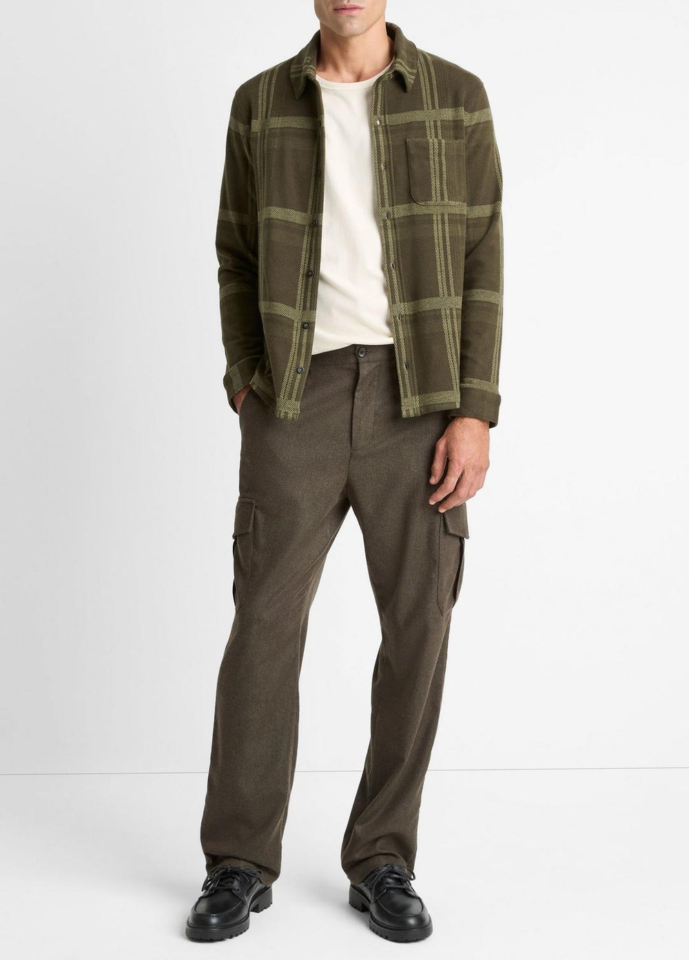 Plaid Cotton-Blend Shirt Jacket in Shirt Jackets | Vince for sale