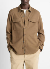 Double-Knit Cotton-Blend Piqué Shirt Jacket in Shirt Jackets | Vince US