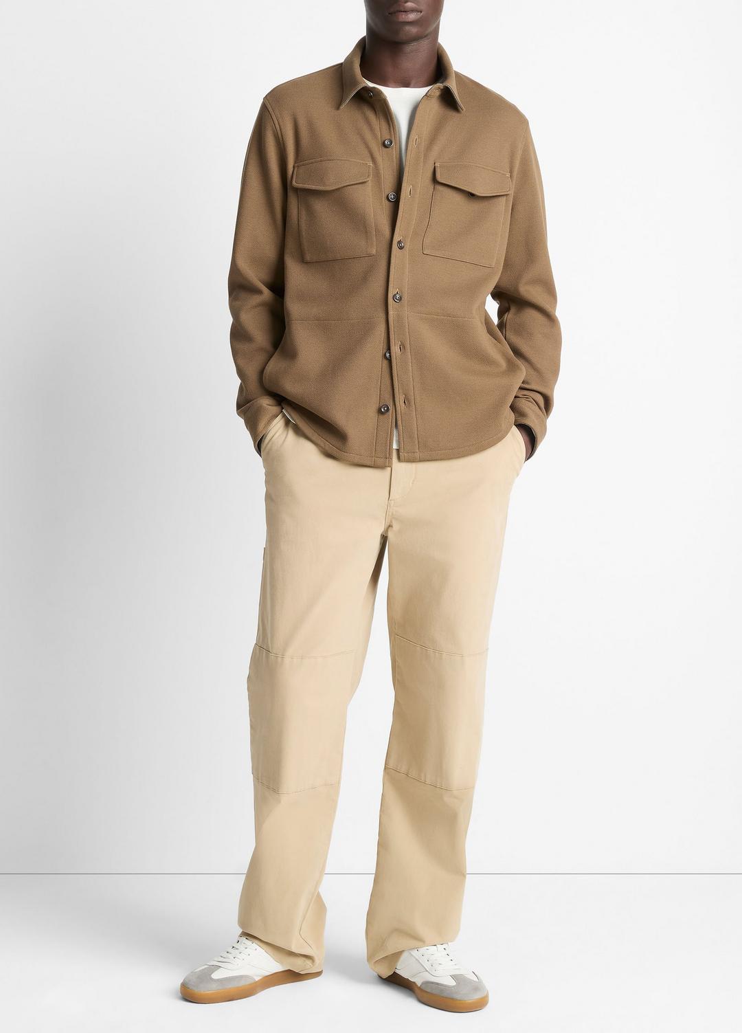 Double-Knit Cotton-Blend Piqué Shirt Jacket in Shirt Jackets | Vince US