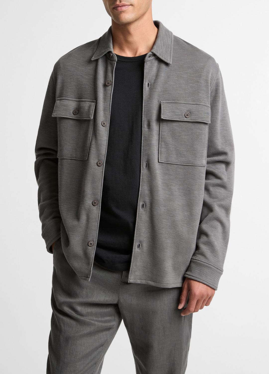 Double-Slub Cotton-Blend Shirt Jacket in Jackets | Vince Online