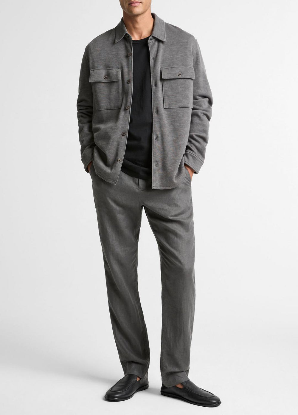 Double-Slub Cotton-Blend Shirt Jacket in Jackets | Vince Online