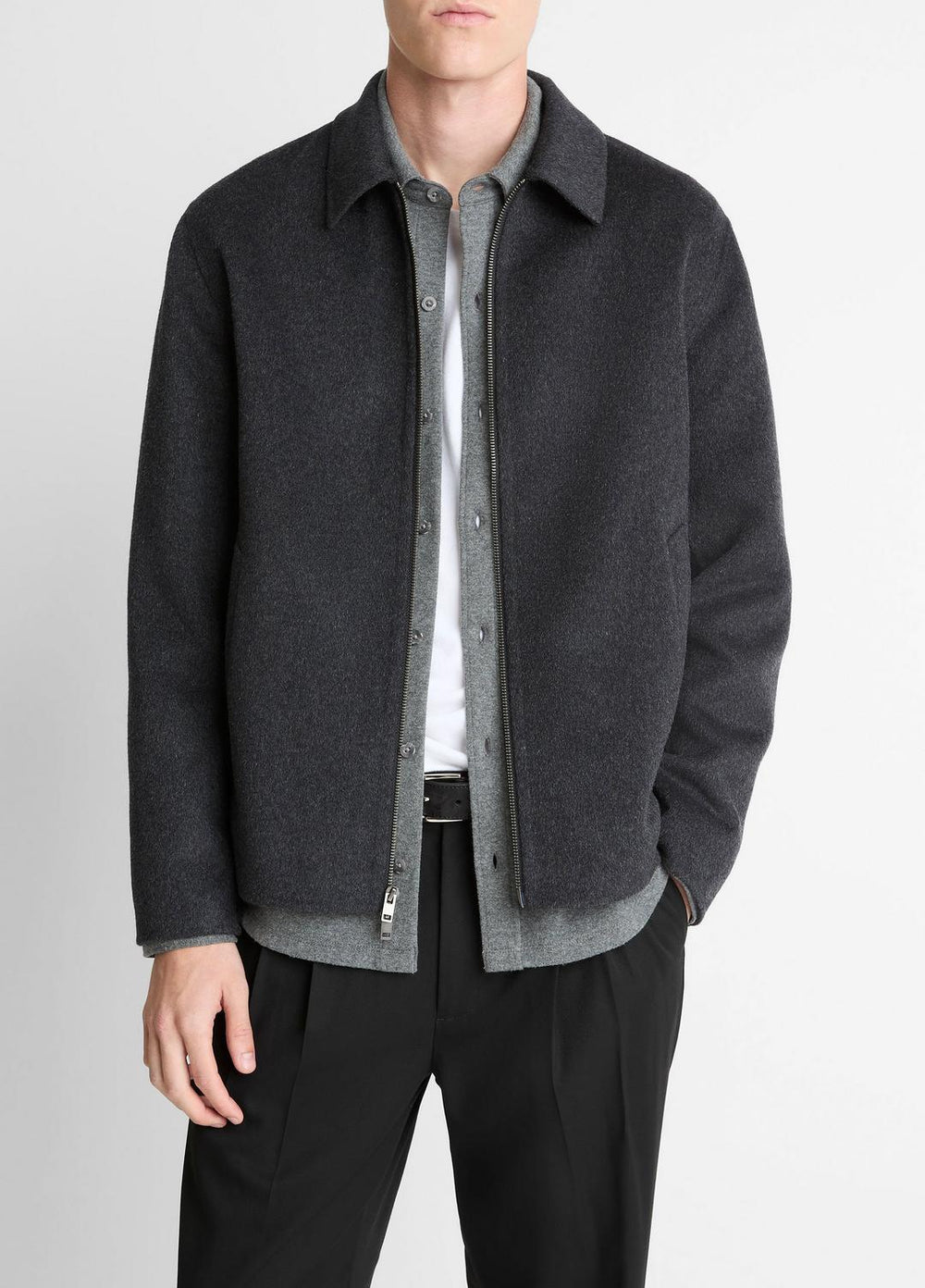 Splittable Wool-Blend Zip-Front Jacket in Jackets | Vince on sale