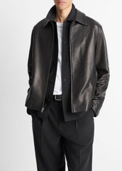 Leather Zip-Up Jacket in Leather Jackets | Vince US