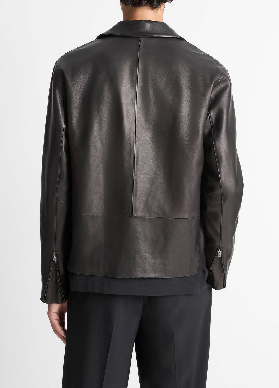 Leather Zip-Up Jacket in Leather Jackets | Vince US
