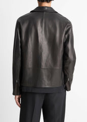 Leather Zip-Up Jacket in Leather Jackets | Vince US