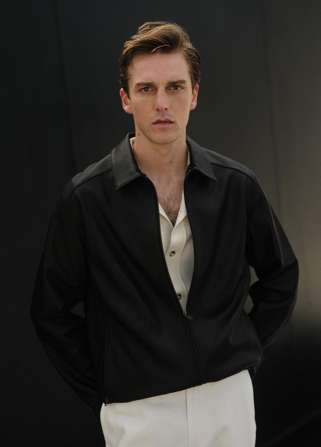 Leather Zip-Up Jacket in Leather Jackets | Vince US