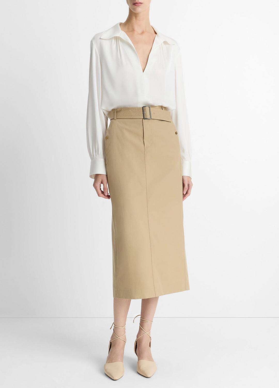 Cotton Trench Pencil Skirt in Dresses & Skirts | Vince US