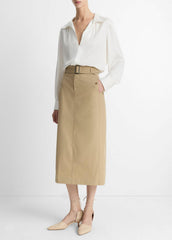 Cotton Trench Pencil Skirt in Dresses & Skirts | Vince US
