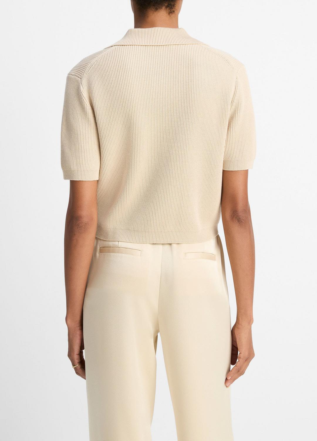 Ribbed Silk-Cotton Polo Sweater in Sweaters | Vince outlet