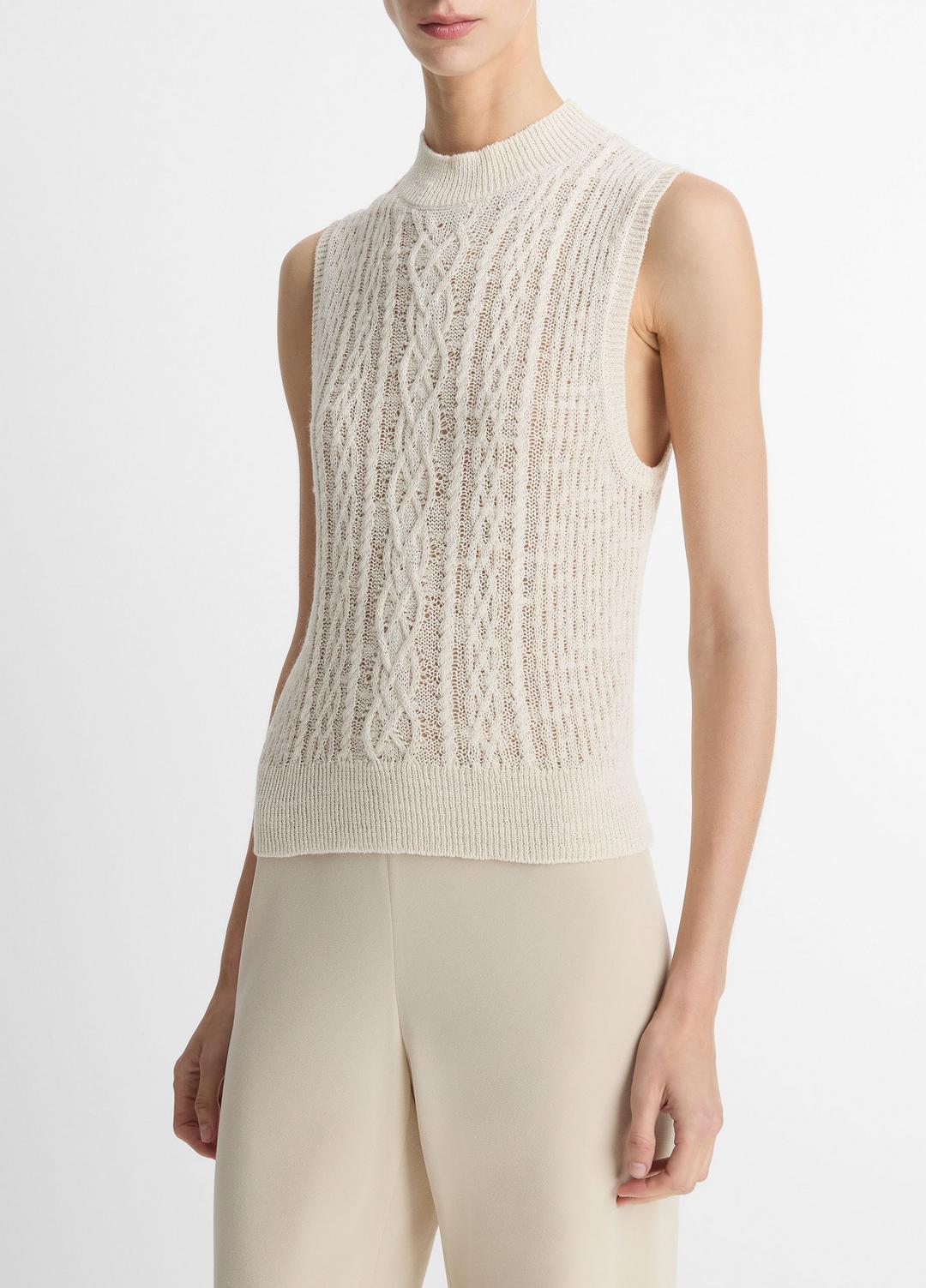 Cable Cotton-Blend Double-Layer Shell in Sweaters | Vince for sale