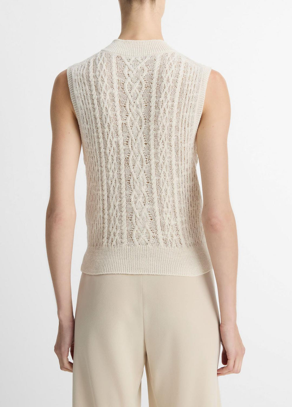 Cable Cotton-Blend Double-Layer Shell in Sweaters | Vince for sale