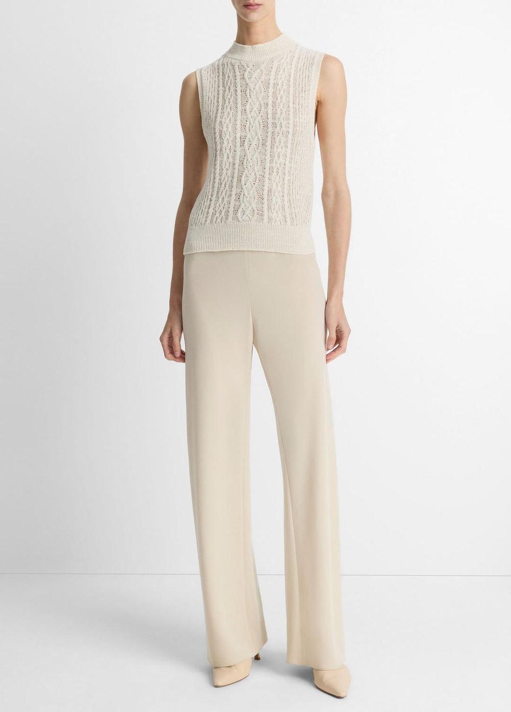 Cable Cotton-Blend Double-Layer Shell in Sweaters | Vince for sale