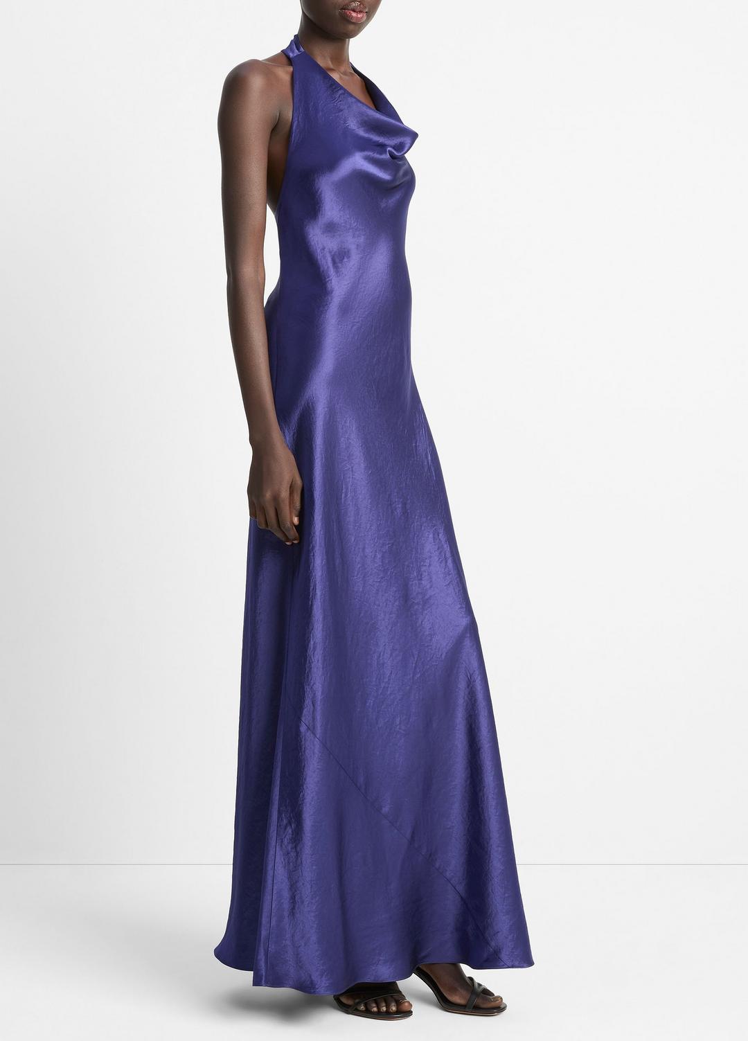 Satin Cowl-Neck Maxi Dress in Dresses & Skirts | Vince Online