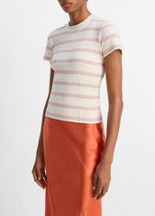 Striped Ribbed Cotton-Blend Top in Shirts & Tees | Vince outlet