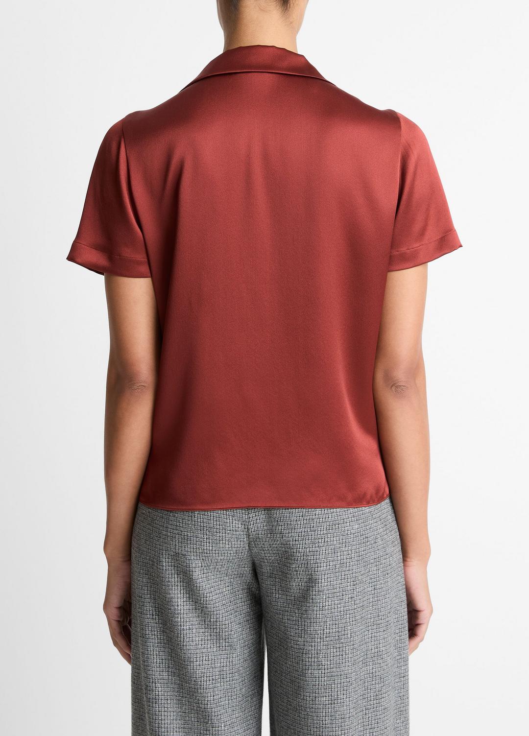 Silk Short-Sleeve Button-Front Shirt in Shirts & Tees | Vince near me
