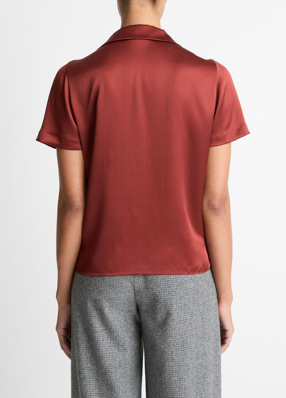 Silk Short-Sleeve Button-Front Shirt in Shirts & Tees | Vince near me