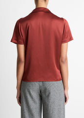 Silk Short-Sleeve Button-Front Shirt in Shirts & Tees | Vince near me
