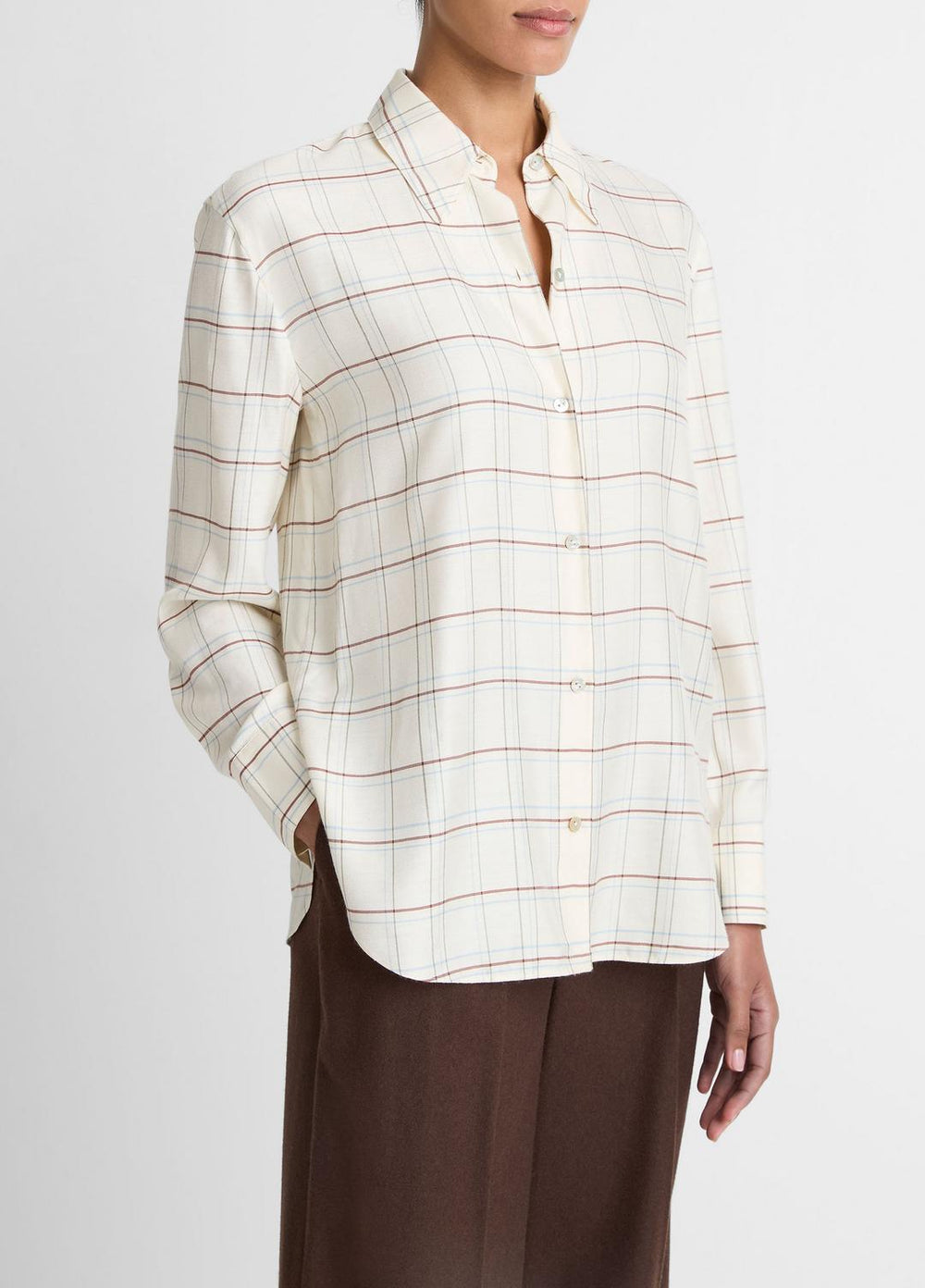 Checked Plaid Button-Front Shirt in Shirts & Tees | Vince for sale