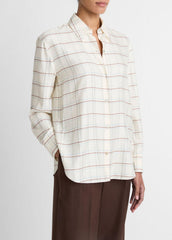 Checked Plaid Button-Front Shirt in Shirts & Tees | Vince for sale