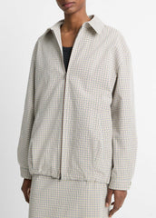 Gardener's Check Cotton Oversized Bomber Jacket in Jackets & Outerwear | Vince US