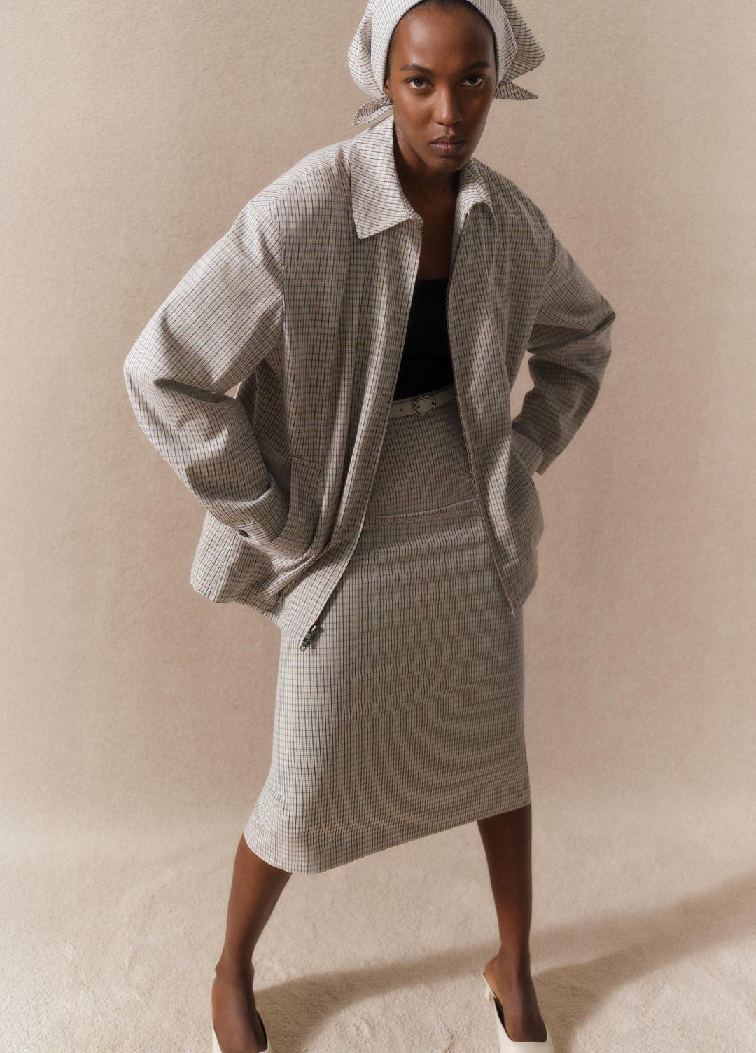 Gardener's Check Cotton Oversized Bomber Jacket in Jackets & Outerwear | Vince US