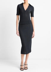 Textural Cotton Elbow-Sleeve Polo Top in Shirts & Tees | Vince near me