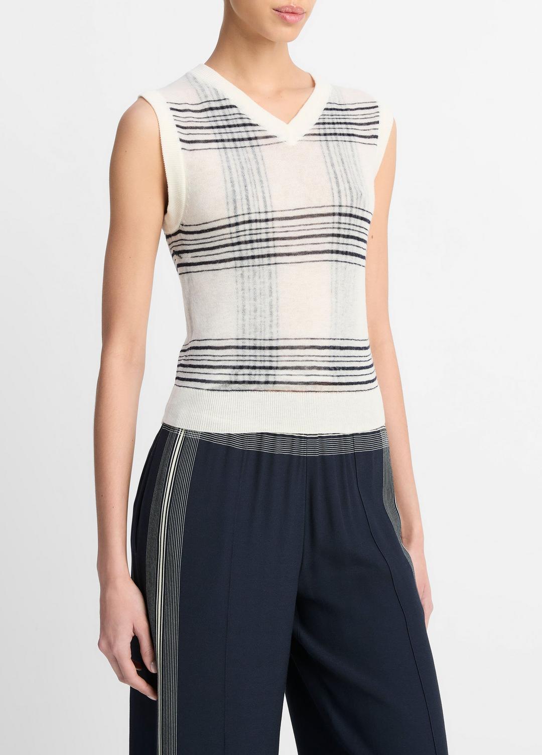 Featherweight Plaid Wool Sweater Vest in Sweaters | Vince outlet