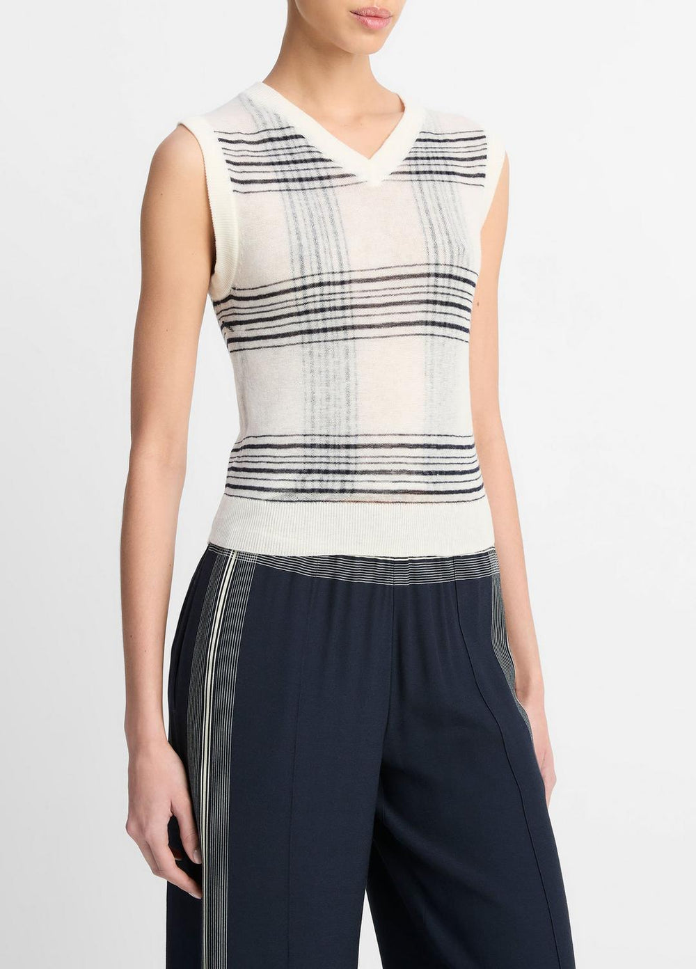 Featherweight Plaid Wool Sweater Vest in Sweaters | Vince outlet